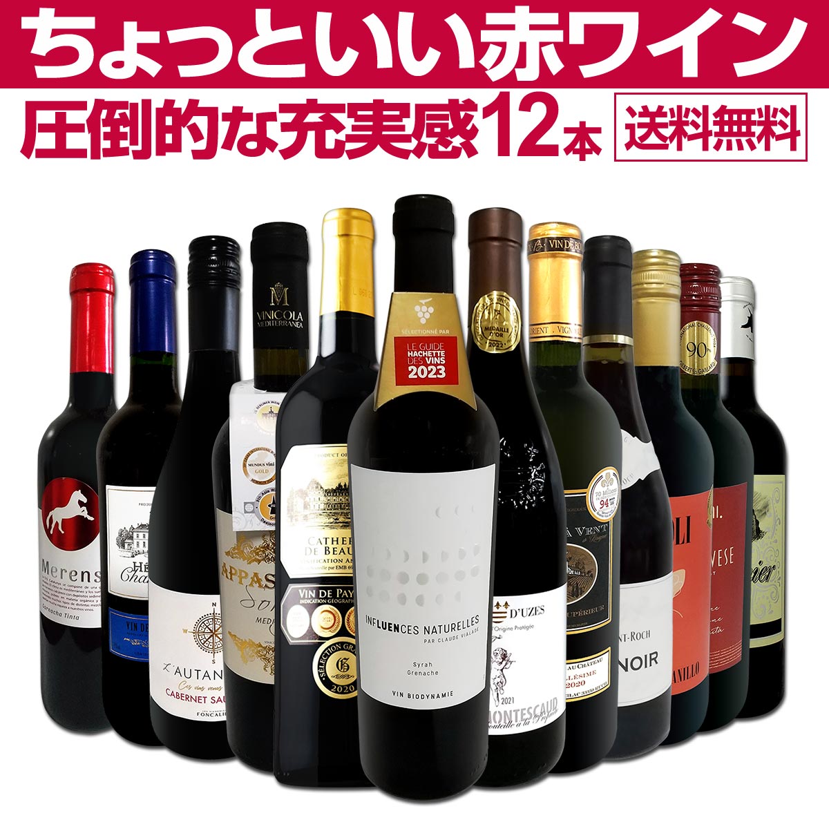 赤ワイン１２本セット 送料無料】第65弾！当店オススメばかりを厳選したちょっといい赤ワイン