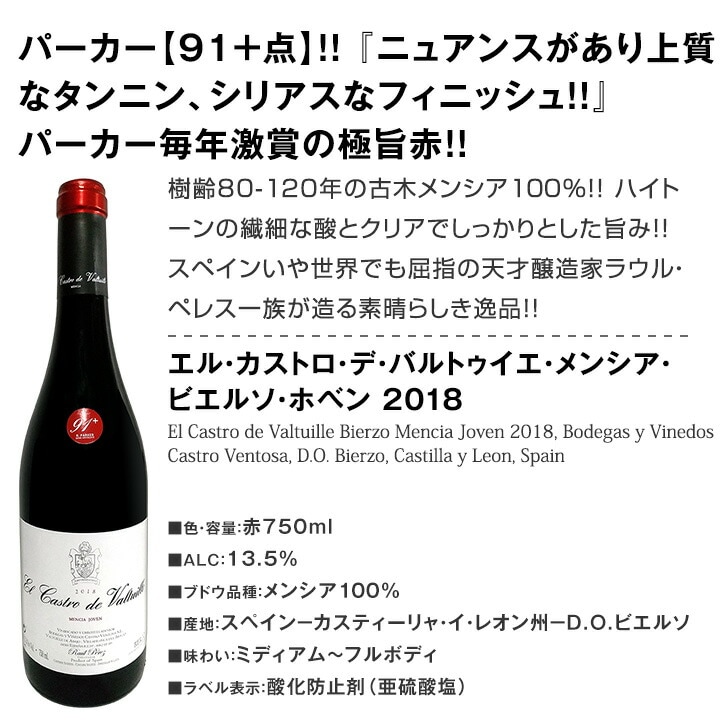 赤ワイン フルボディ セット【送料無料】第113弾！すべてパーカー【90