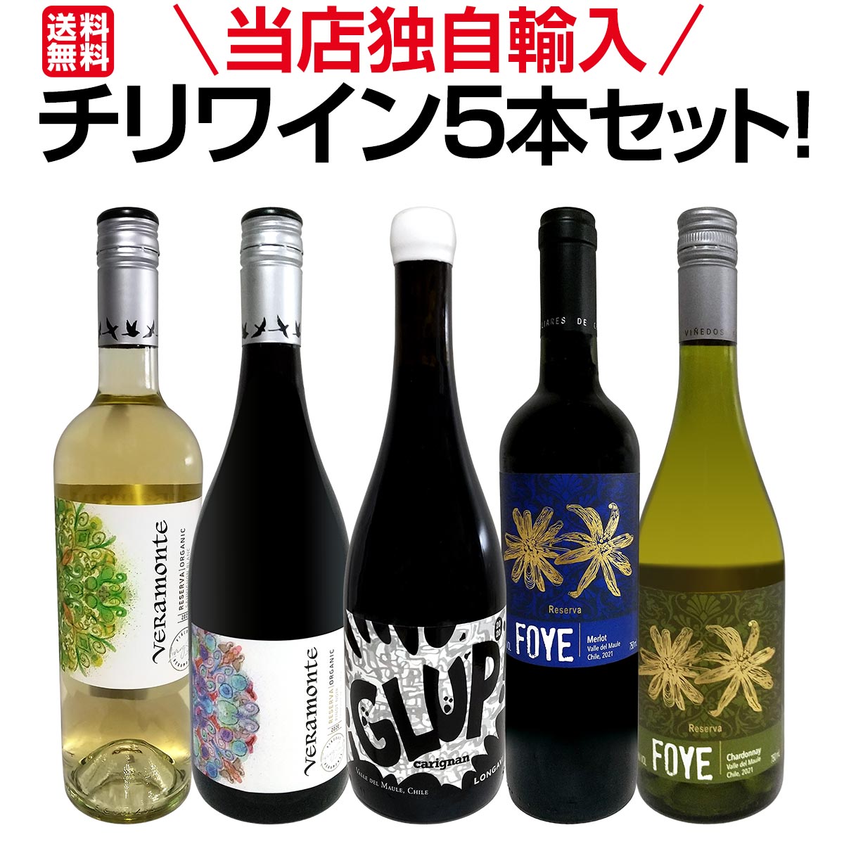 送料無料】当店独自輸入のチリワイン5本セット！評価の高いプレミアム
