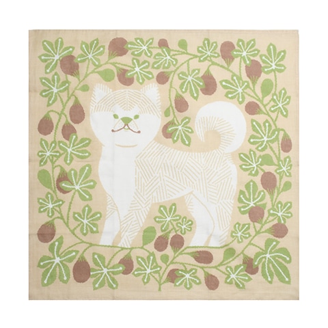 福田利之 Tenp 正方形のダブルガーゼ ハンカチ 秋田犬といちじく 恵文社一乗寺店 オンラインショップ