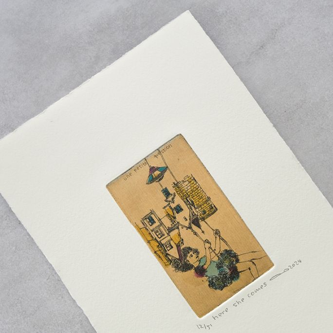 25)イシイアツコ 銅版画作品「here she comes」｜恵文社一乗寺店