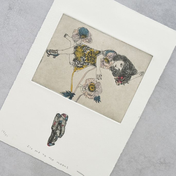 30)イシイアツコ 銅版画作品「fly me to the moon 2」｜恵文社一乗寺店