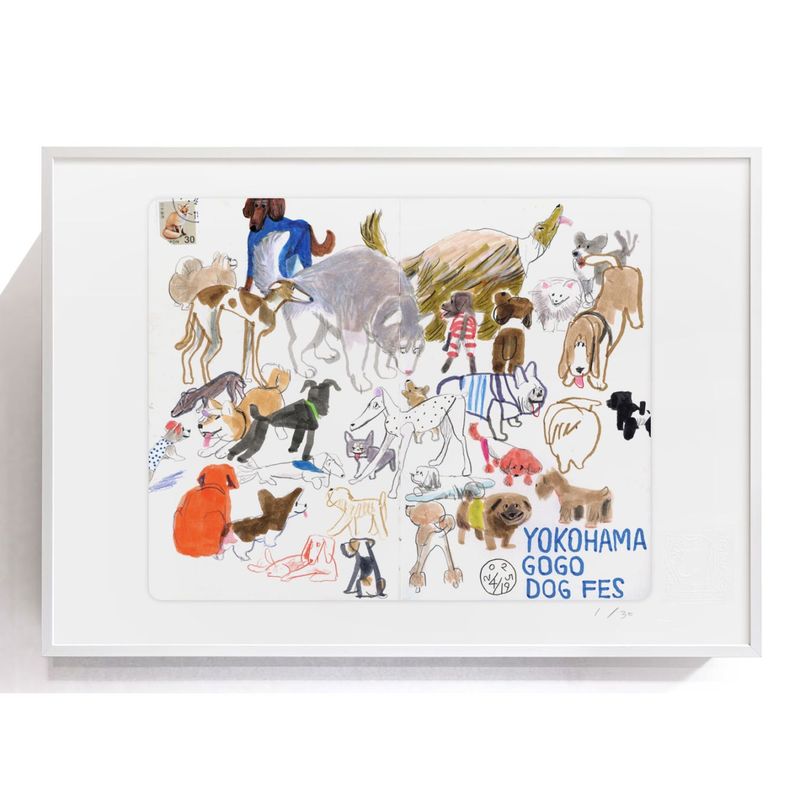 ご予約】タケウマ 複製原画（額装）「GOGO DOG FES」｜恵文社一乗寺店