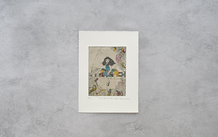 29)イシイアツコ 銅版画作品「fly me to the moon」｜恵文社一乗寺店