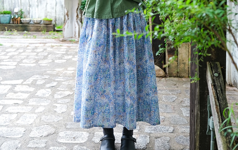 yk リバティギャザースカート Fields of Eden（水彩画）｜恵文社一乗寺