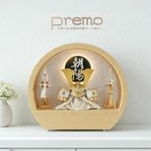 五月人形 コンパクト Premo（プリモ）LEDライト付き 木製丸型ケース飾り | ナチュラル | 名入れプレート付き