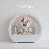 五月人形 コンパクト Premo（プリモ）LEDライト付き 木製丸型ケース飾り | ホワイト | 名入れプレート付き