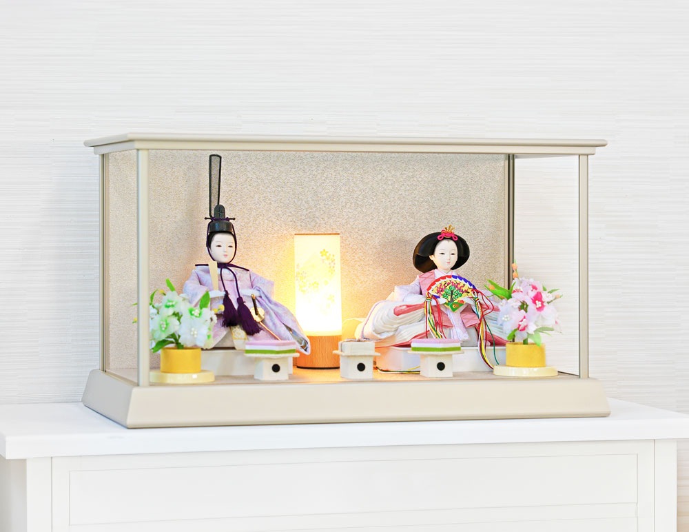 雛人形 コンパクト Cerisier(スリジエ) アルミケース グレージュ｜おしゃれなモダン雛人形