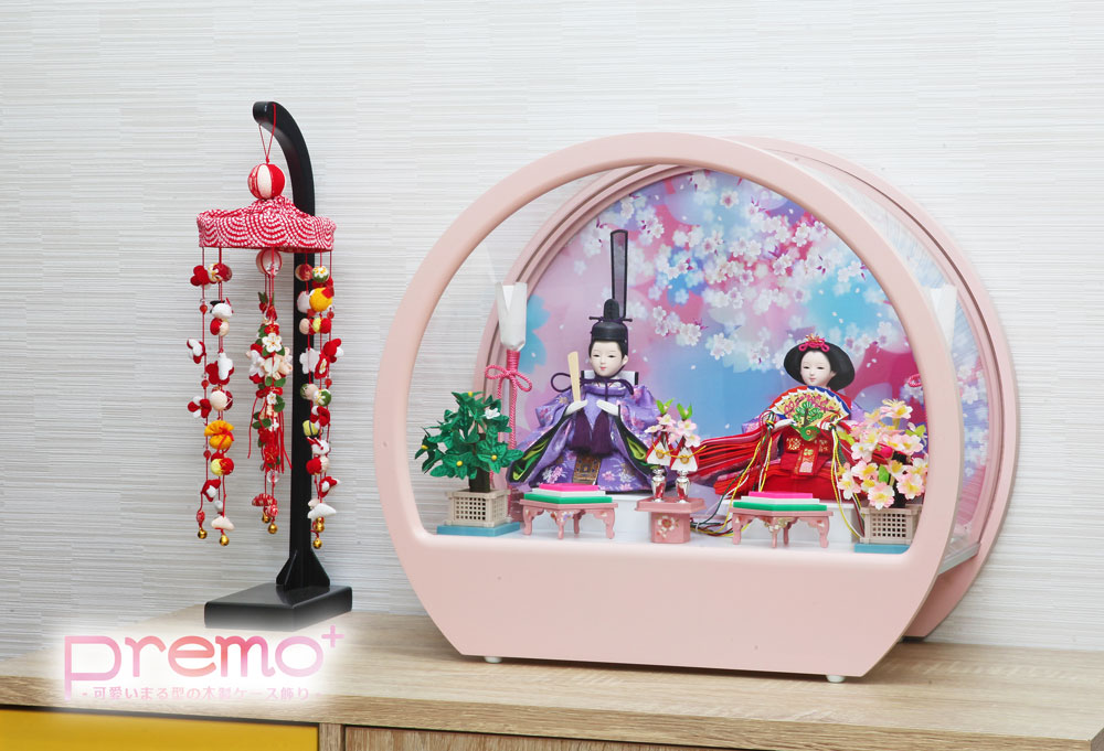 雛人形 コンパクト Premo Plus(プリモ プラス) 丸型木製ケース｜可愛い雛人形