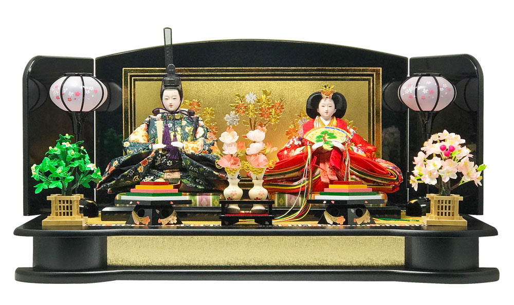 雛人形 コンパクト 収納 プレミアム平飾りセット｜本仕立て金台屏風の