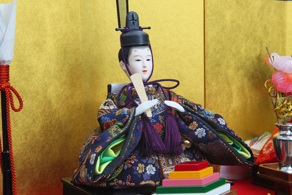 雛人形 コンパクト 特上五人毛氈三段｜本格的な三段飾り雛人形