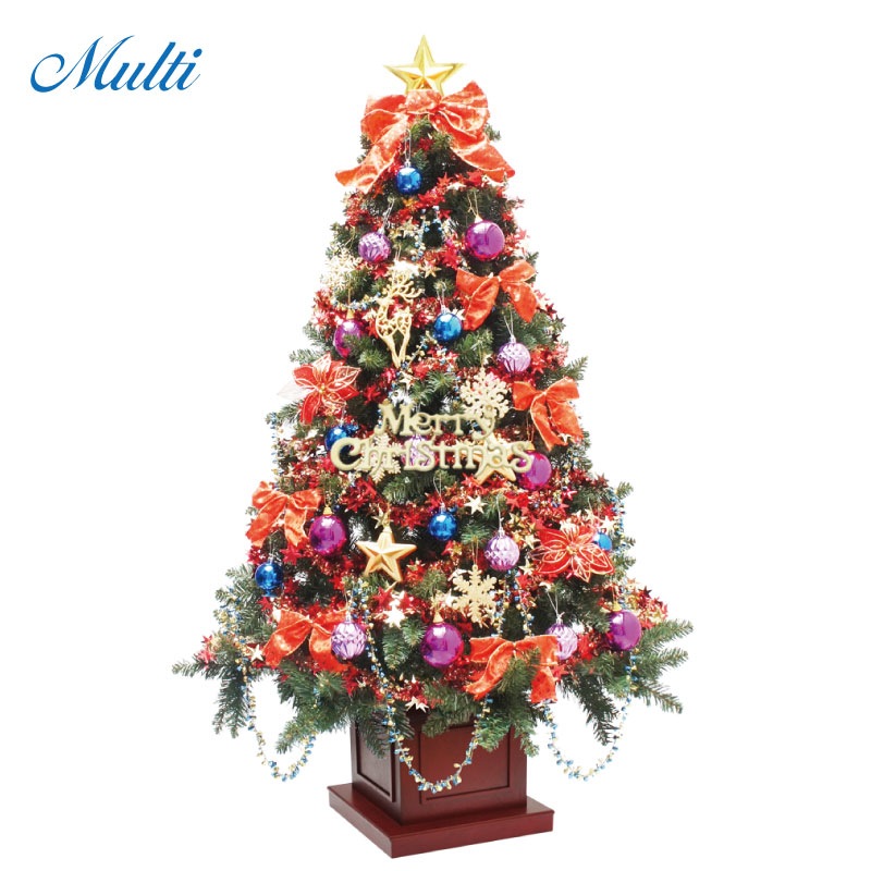 【簡単組立式】ウッドベースツリー オーナメントセット 120cm 150cm 180cm 210cm 240cm LEDライト付き 分割式