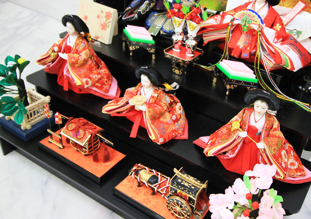 雛人形 コンパクト 五人三段飾り｜本格的な三段飾り雛人形