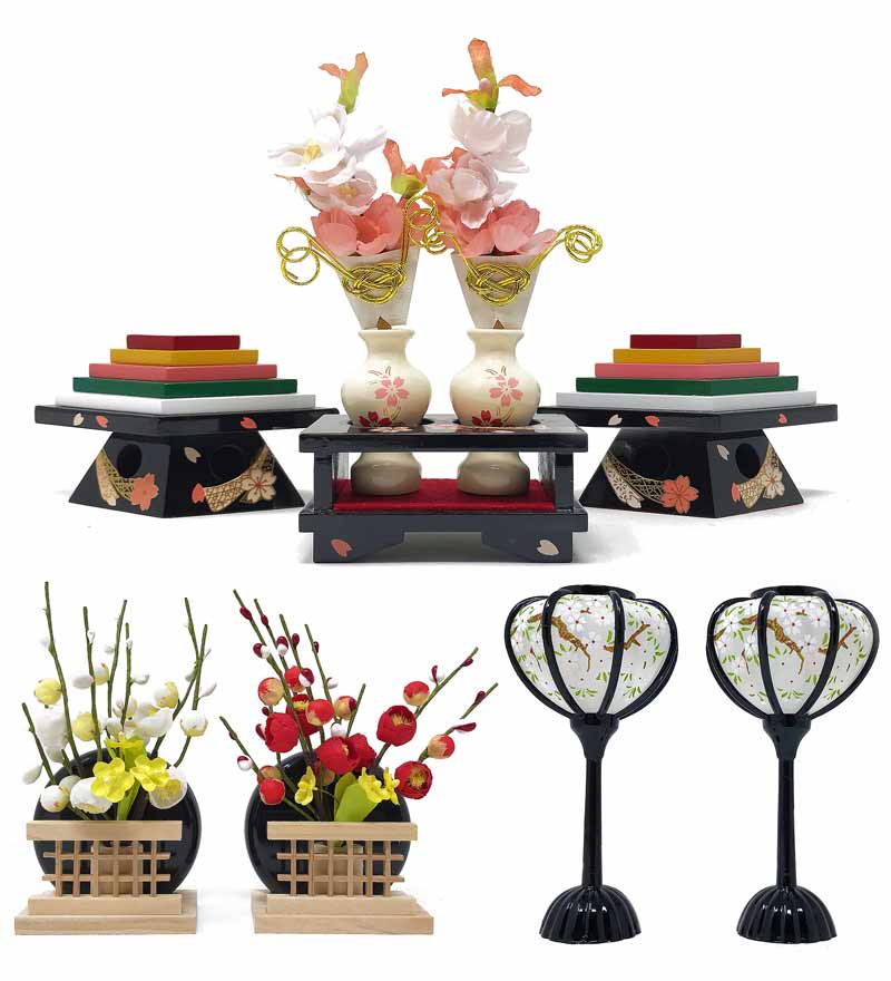 雛人形 コンパクト 紫檀調丸形｜高級感ある紫檀調雛人形