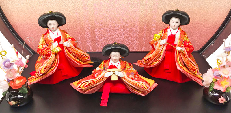 雛人形 コンパクト 紫檀調丸形 2｜上品な紫檀調雛人形 コンパクト