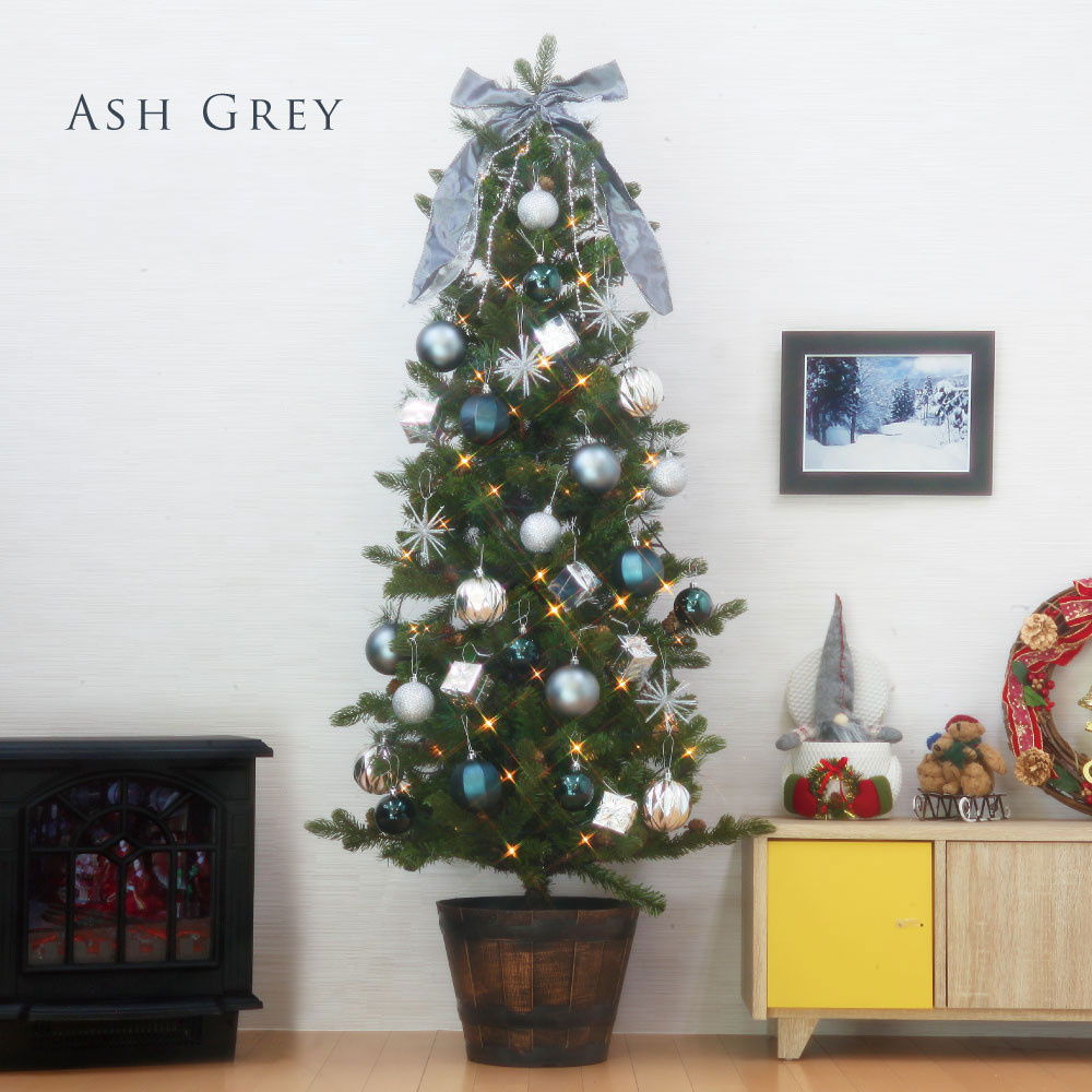  クリスマスオーナメント80mm 5個セット グレー クリスマスツリーオーナメント / ボール型 24個セット 全8色