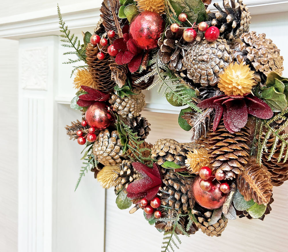 クリスマスリース 30cm コンパクト おしゃれ｜恵月人形本舗