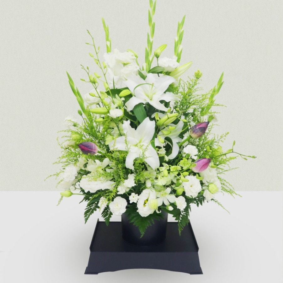 #401 【お盆(初盆)のお供え)】供花台付きアレンジメント