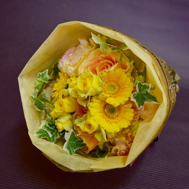 #1104 ブーケ風花束(黄色系)