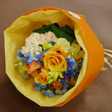 #1102 ブーケ風花束(オレンジ系)