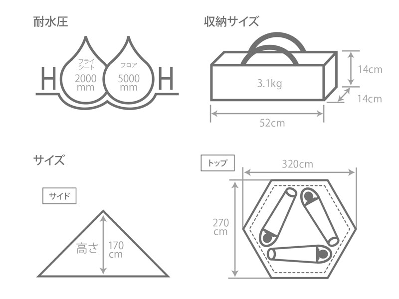 DOD】ワンポールテントS（タン）T3-44-TN | アウトドア | 京王