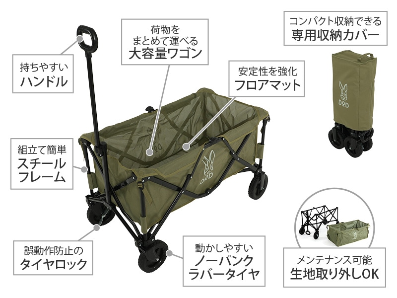 DOD フォールディングキャリーワゴン 紫 販売終了】フォールディングキャリーワゴンウォッシャブル - DOD
