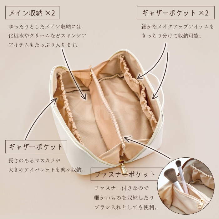 大容量コスメポーチ 化粧ポーチ メイクポーチ バニティポーチ 無地