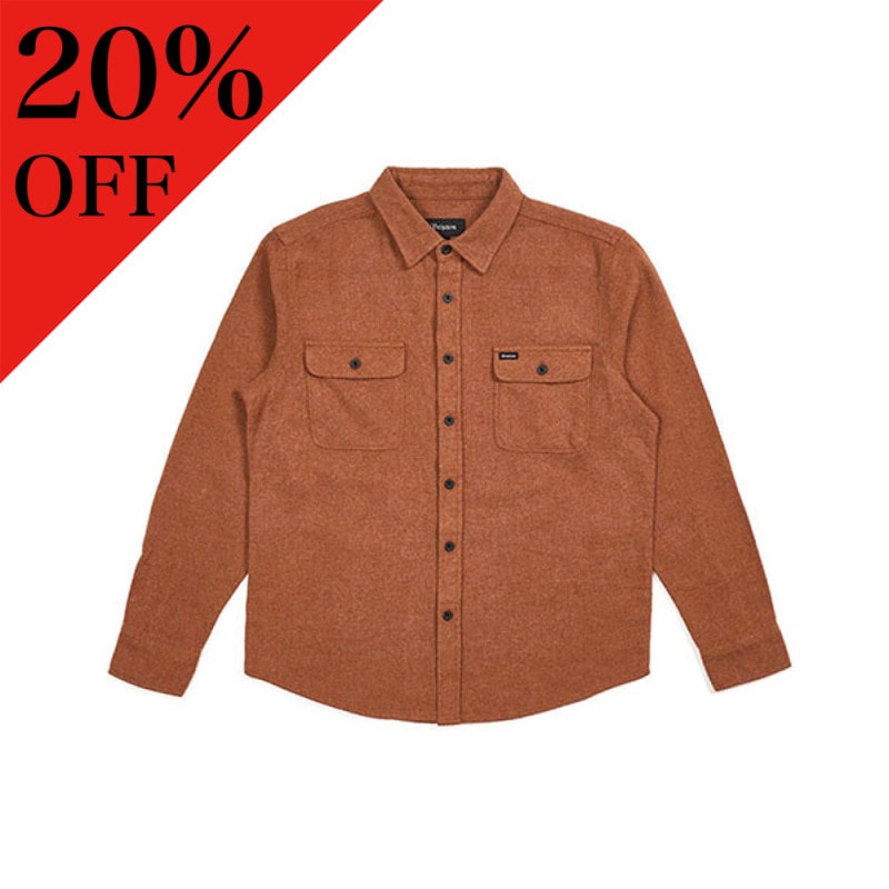 Brixton Bowery Solid L/S Flannel Cray