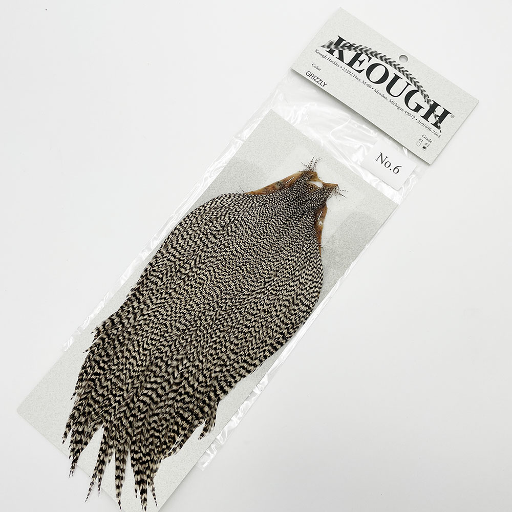 METZ グリズリー　ハックルケープ 未使用。 ミッジから、ドライ、ストリーマー KEOUGH ハックルケープ ＃2 グリズリー（No.6)