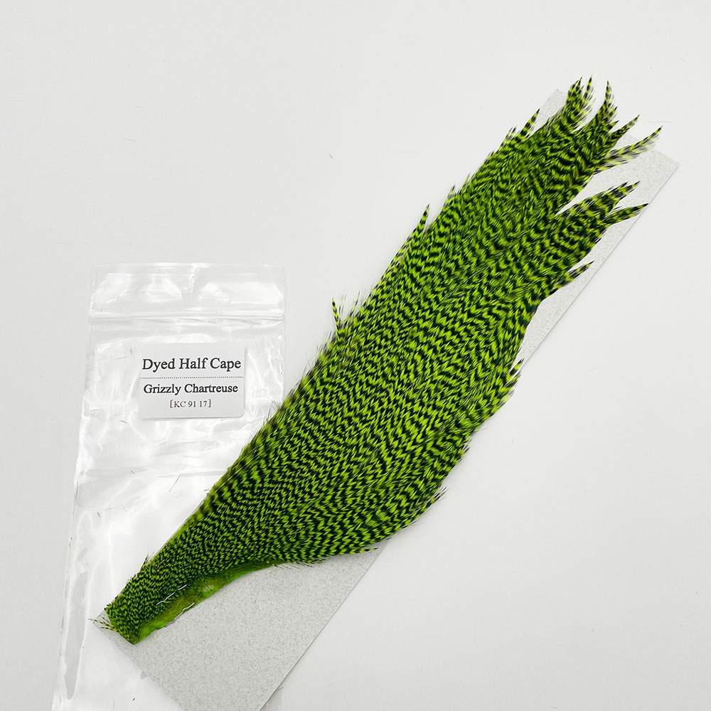 ケンクラフト ハックル グリズリー #1 フライマテリアル + ハックルガード KEN-CUBE ダイドハーフケープ MADE IN USA ハックル