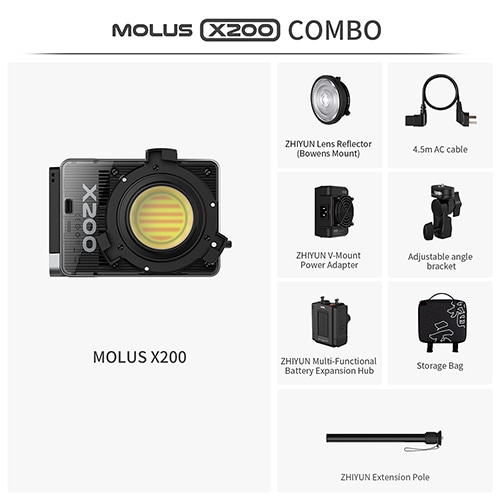 【即配】MOLUS モーラス X200 COMBOモデル ポータブルCOBライト ZHIYUN ジーウン【送料無料】【COMBOモデル】 画像
