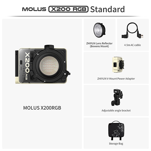 【即配】MOLUS モーラス X200RGB スタンダードモデル ポータブルCOBライト ZHIYUN ジーウン【送料無料】【RGBスタンダード】 画像