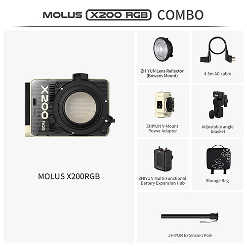 【即配】MOLUS モーラス X200RGB COMBOモデル ポータブルCOBライト ZHIYUN ジーウン【送料無料】【RGBCOMBOモデル】 画像