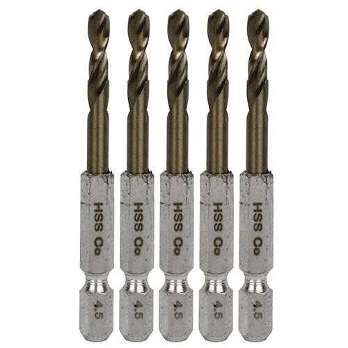 藤原産業 SK11 六角軸コバルトステンレスドリル 微短(チョイみじ) 4.5mm 5pcs|電動工具・アクセサリー|ＤＩＹ・工具