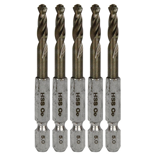 藤原産業 SK11 六角軸コバルトステンレスドリル 微短(チョイみじ) 5.0mm 5pcs|電動工具・アクセサリー|ＤＩＹ・工具