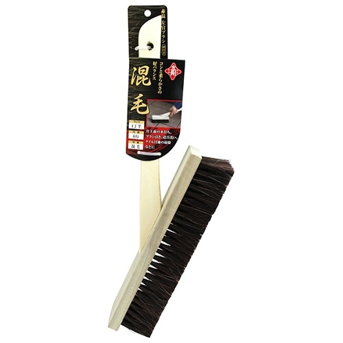 藤原産業 赤長 左官ブラシ 赤混毛 1丁半6行柄付き ナイロンと馬毛の