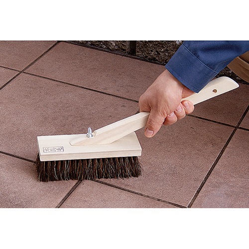 藤原産業 赤長 左官ブラシ 赤混毛 1丁半6行柄付き ナイロンと馬毛の