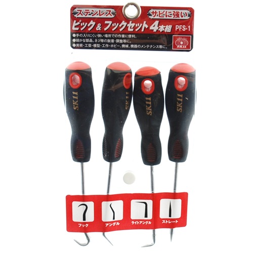 藤原産業 SK11 ピック&フックセット4本組 PFS-1 握りやすく、錆び