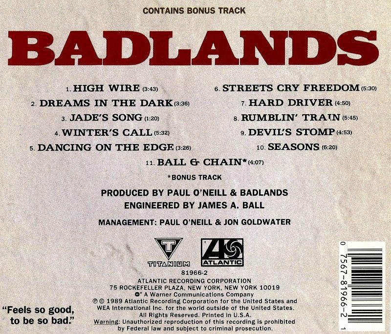 Badlands バッドランズ バンドスコア Jake E Lee ジェイク・E・リー