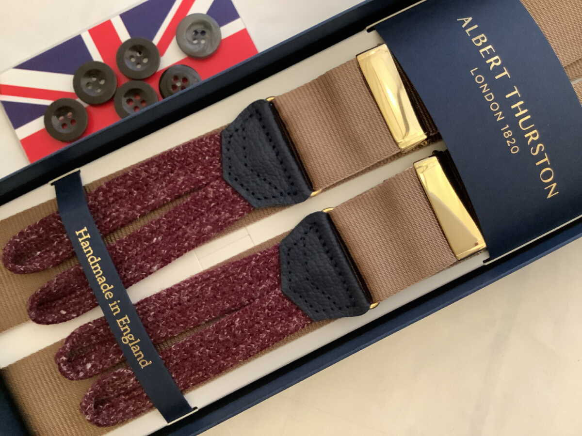 英国製サスペンダーアルバートサーストンワインとLTピンクJQWN