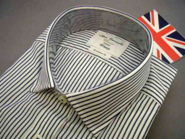 ドレスシャツ メンズ 紳士 英国 ティーエムルーイン TMLewin コットン 綿 Wカフス ダブルカフ Blue YOSLM 37/85in(141/2/331/2) T014-1 ドレスシャツ 英国 TMLewin ティエムルーイン ウィング