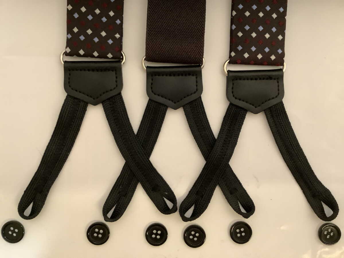 サスペンダー英国流クラシック6ボタン留ドレスブレイスダイア柄シルク