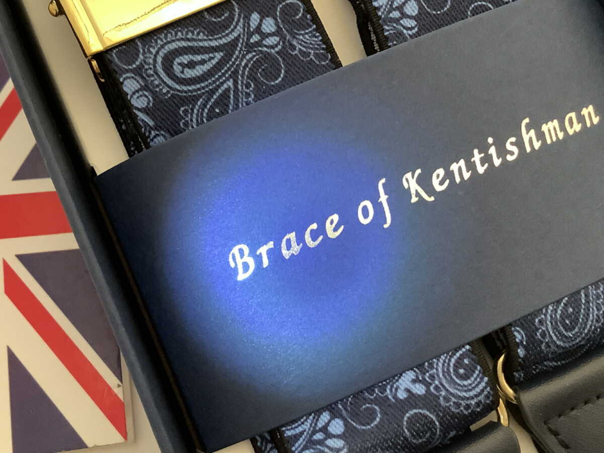 サスペンダー英国流クラシック6ボタン留ペイズリーwithブルーブレイド