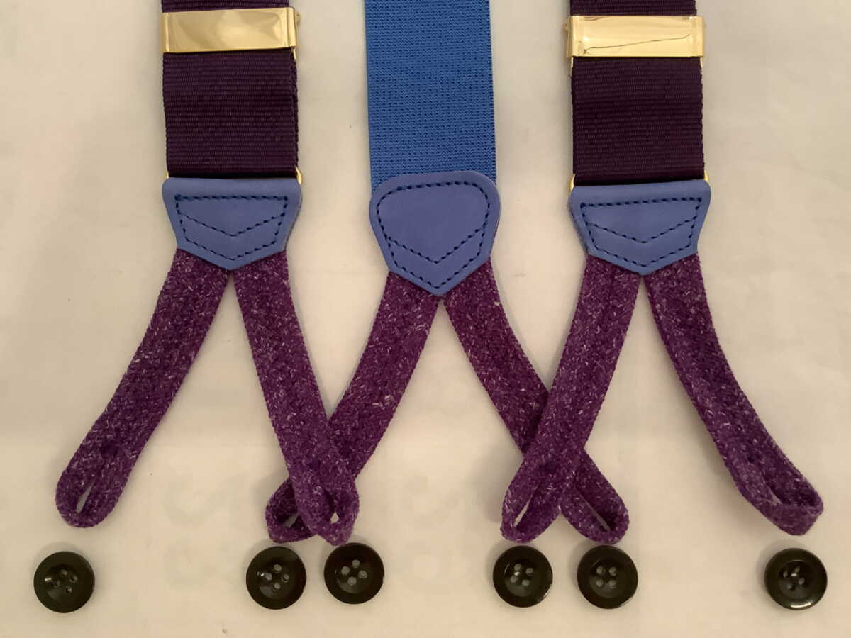 サスペンダー英国製アルバートサーストンプラムジャガードwith麻