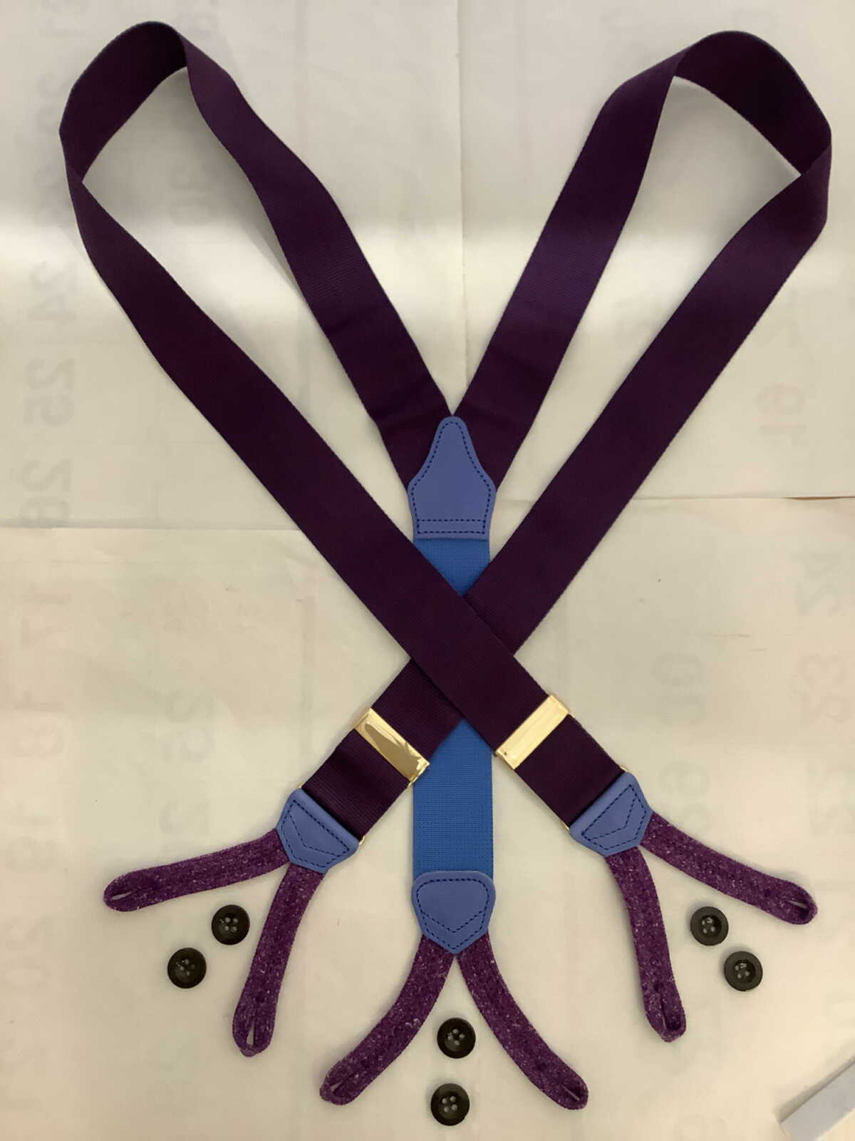 サスペンダー英国製アルバートサーストンプラムジャガードwith麻