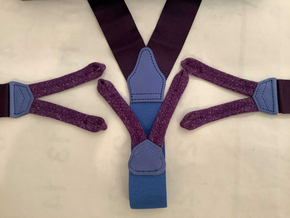 サスペンダー英国製アルバートサーストンプラムジャガードwith麻