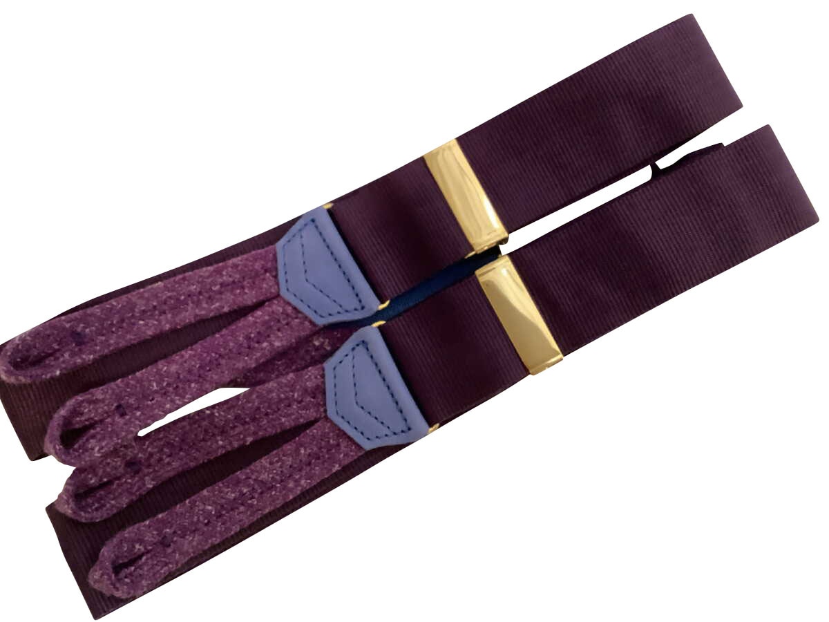 サスペンダー英国製アルバートサーストンプラムジャガードwith麻