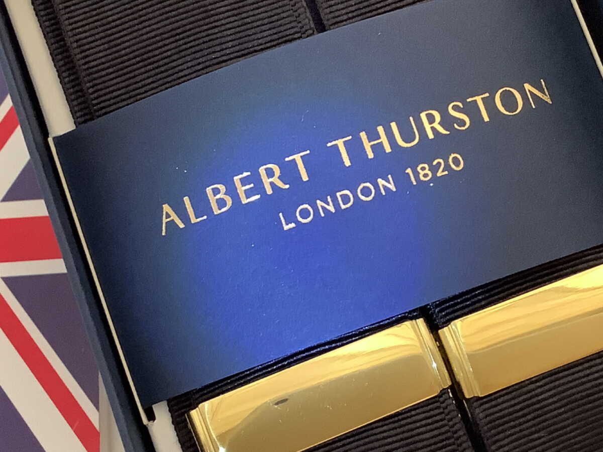 サスペンダー英国製 アルバートサーストン クラシック6ボタン留モアレ