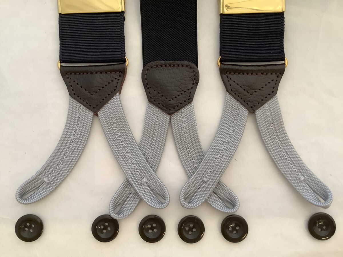 サスペンダー英国製アルバートサーストン6ボタン留モアレBKGDGY B311 サスペンダー英国製 アルバートサーストン クラシック6ボタン留モアレ