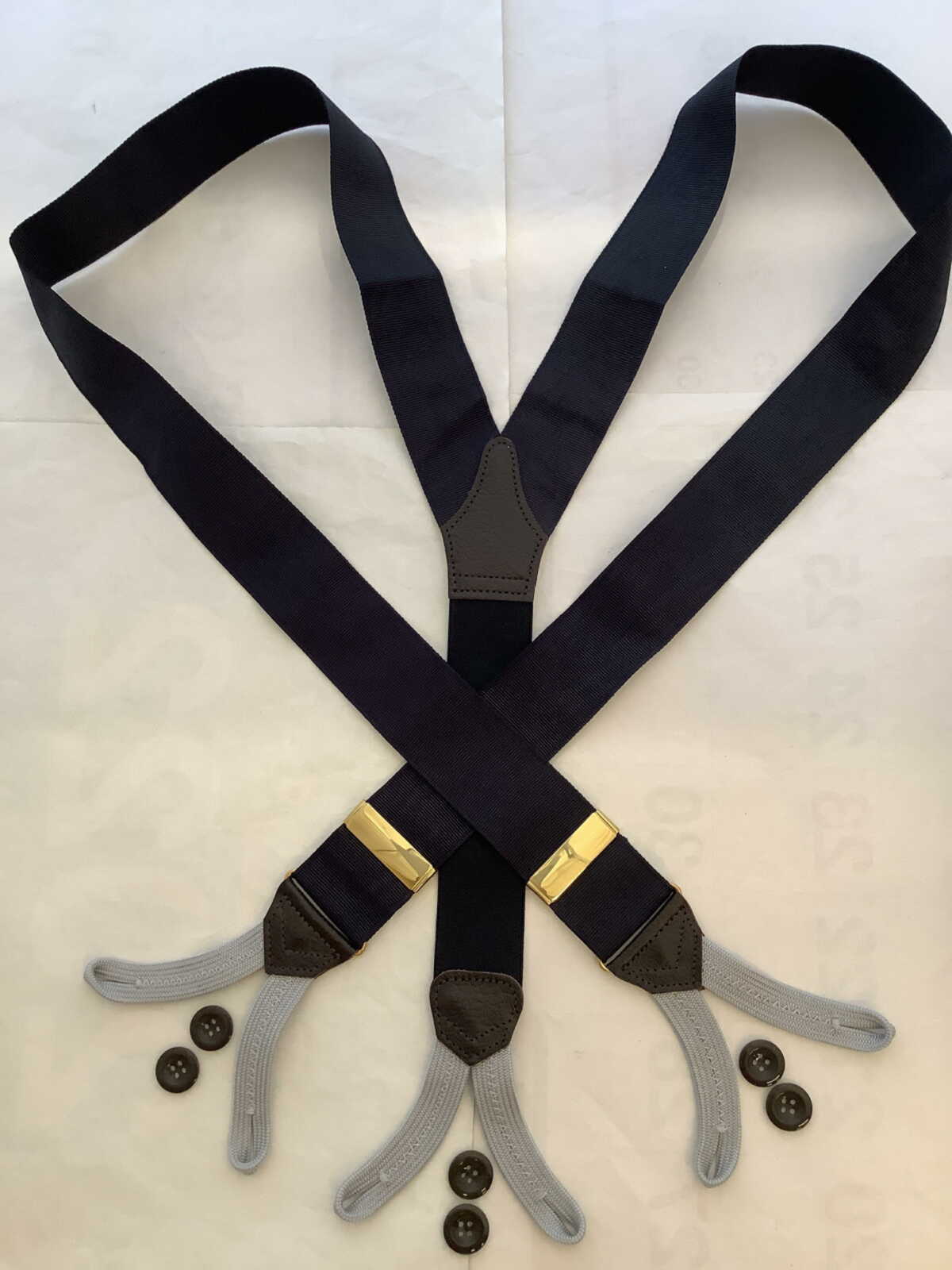 サスペンダー英国製アルバートサーストン6ボタン留モアレBKGDGY B311 サスペンダー英国製 アルバートサーストン クラシック6ボタン留モアレ